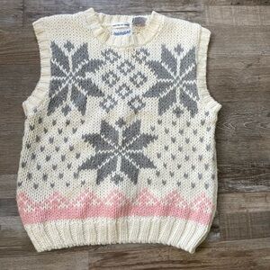 Vintage 1989 Hand-Knit Snowflake Sweater Vest